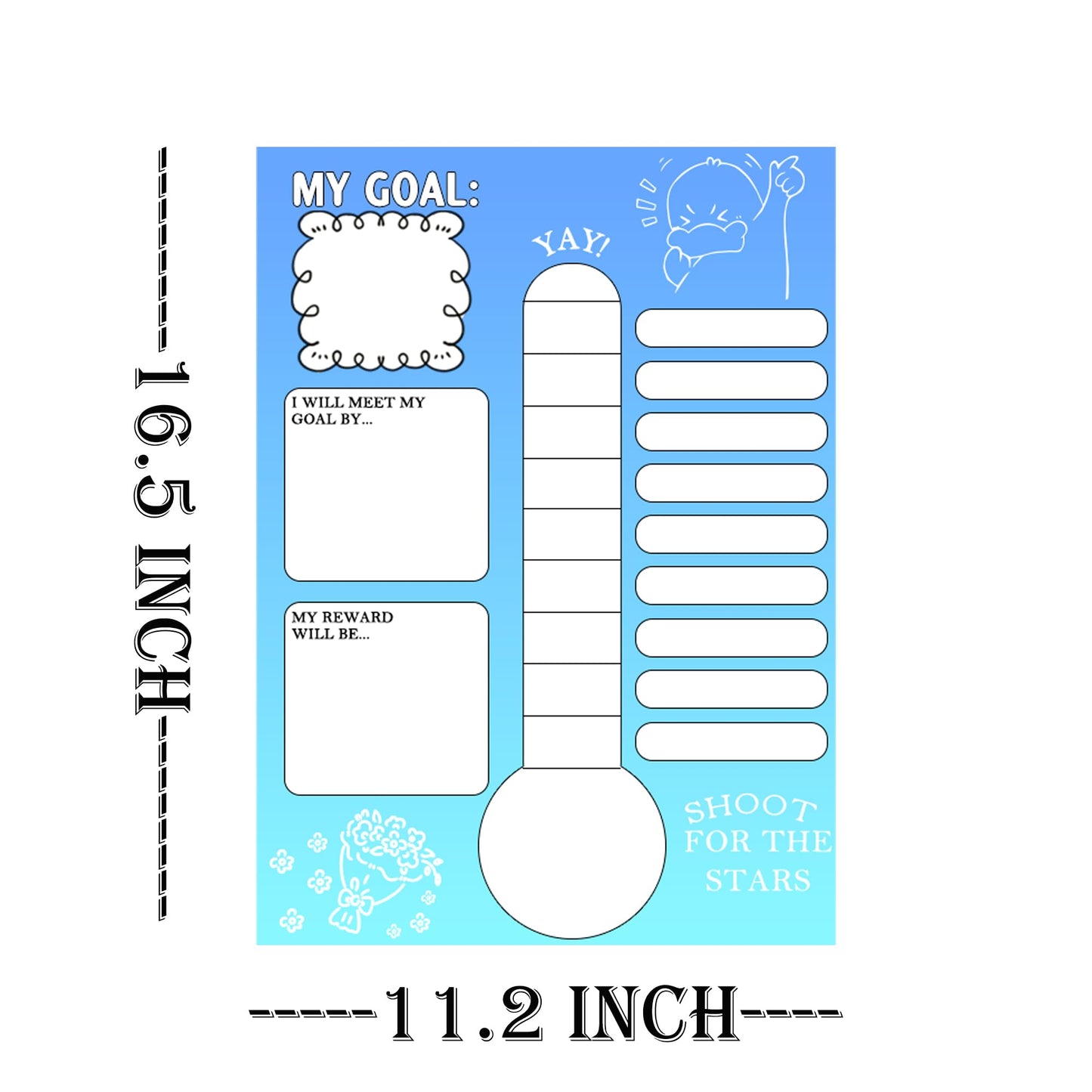 Goal Thermometer Trackers,11.2x16.5 Inches Self-Adhesive Data Wall Tracking Posters Goal Tracker Board Wall Chart Sticker for Home Classrooms Offices or Community Groups Plan Supplies(6 Color),12 Pcs