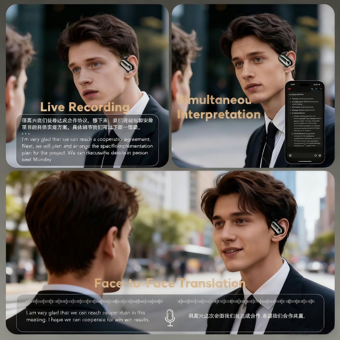 cilate AI Translation Earbuds Real Time, 3-in-1 Bluetooth 6.1 Translation Headphones with 5 Translation Modes, 80H AI Ear Buds Translator Device for Business/Travel/Learning