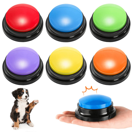 Youeon 6 Pack Voice Recording Button, 6 Colors Dog Buttons for Communication Pet Training Buzzer, 30 Seconds Record & Playback, Funny Record Buttons for Pet, Classroom, Office, Home