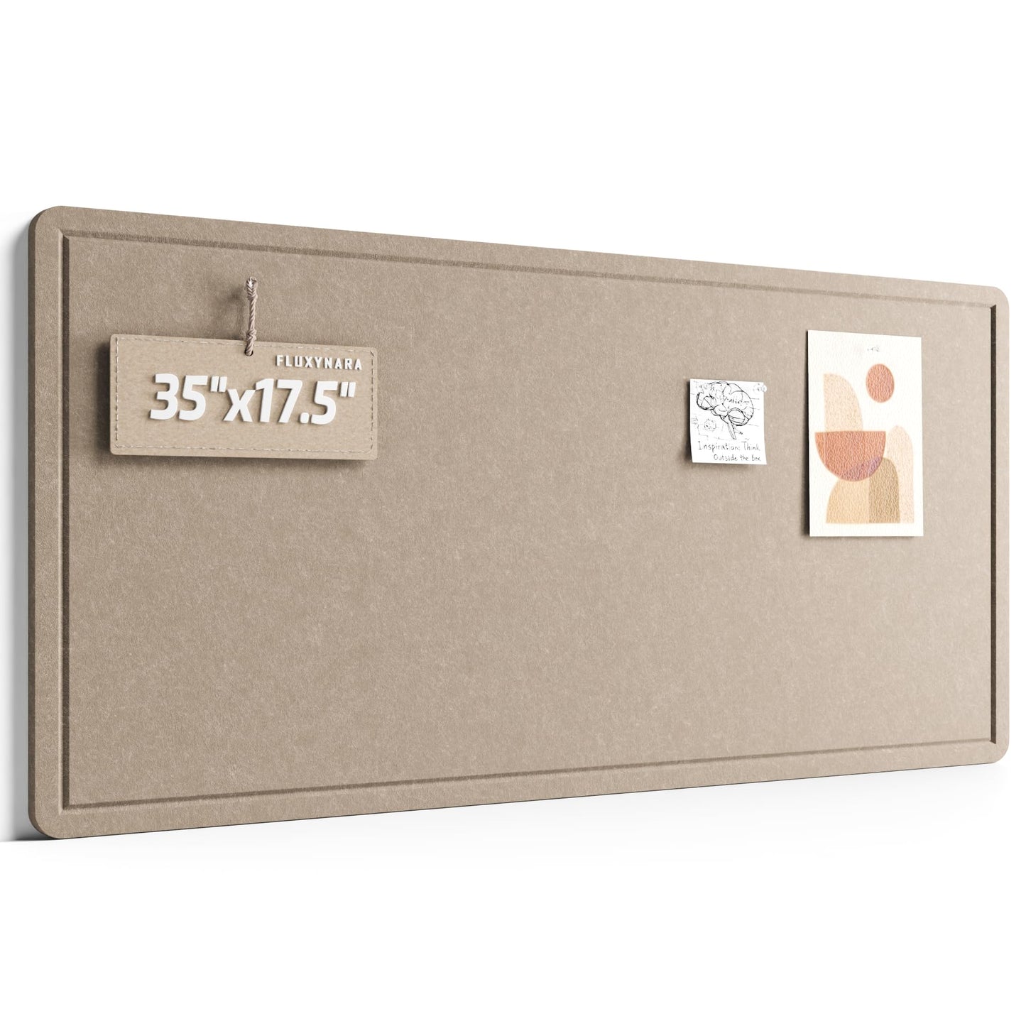 Fluxynara Bulletin Board, 35" x 17.5" Cork Board Alternative with 12 Safe Removable Adhesive Tabs, Foldable Felt Pin Board for Home Office, Classroom, Bedroom,Entryway for Walls—Taupe
