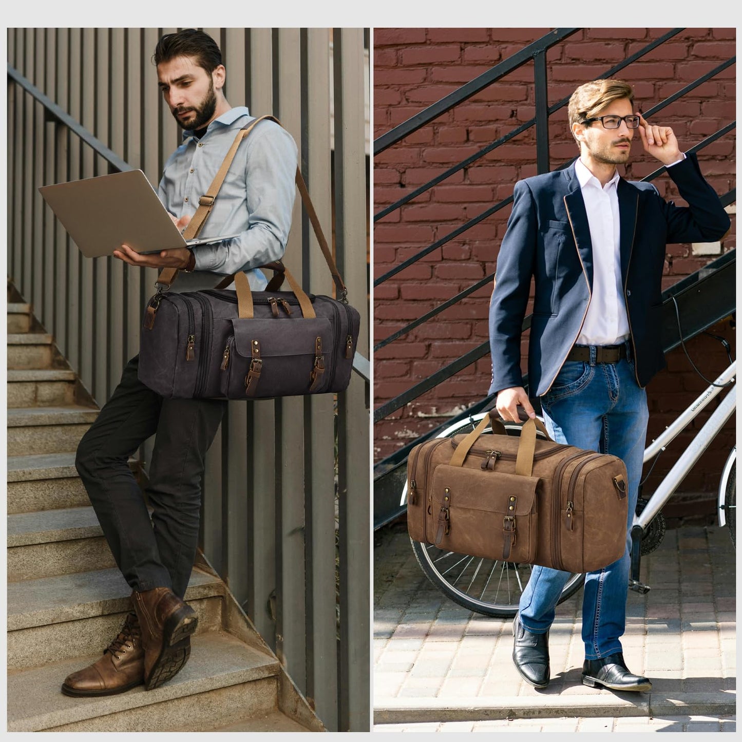 Waxed Canvas Duffel Bag 50L, Coffee