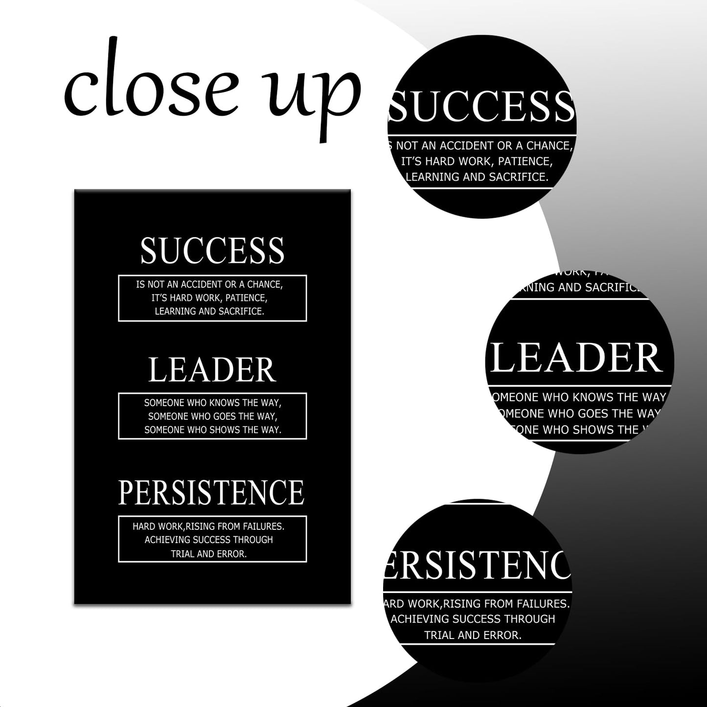 Success Leader Persistence Inspirational Canvas Wall Art for Office Motivational Quotes Poster Print Positive Picture Artwork for Home Bedroom Gym Wall Decoration Stretched and Framed [12''Wx18''H]