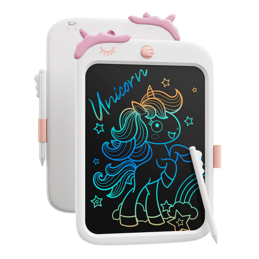 10 inch LCD Writing Tablet for Kids, Unicorn Toys Gifts for Girls Aged 3-5, Toddler Girl Kids Educational Travel Toy, Birthday Gift for 3 4 5 6 7 8 9 Year Old Girl (White)