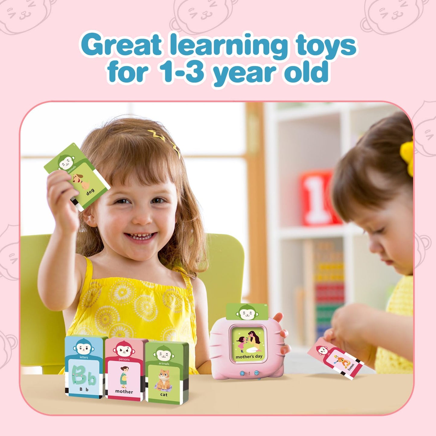 U-LEARNER Toddler Girls Toys Talking Flash Cards-296 Sight Words, Educational Toys for 1 2 3 4 Year Old, Speech Therapy&Autism Learning Materials, Toddler Girlt Birthday Gift with Durable Cards
