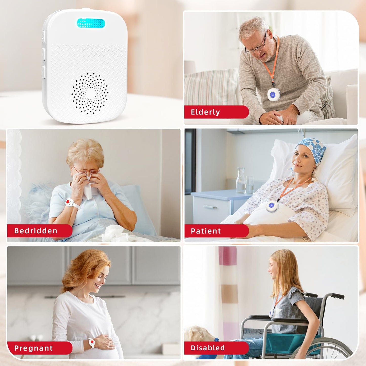 CallToU Caregiver Pager Wireless Call Button for Elderly/Senior,2026 New Version Pager with Vibration & Rechargeable,Nurse Alert System for Home Care Seniors