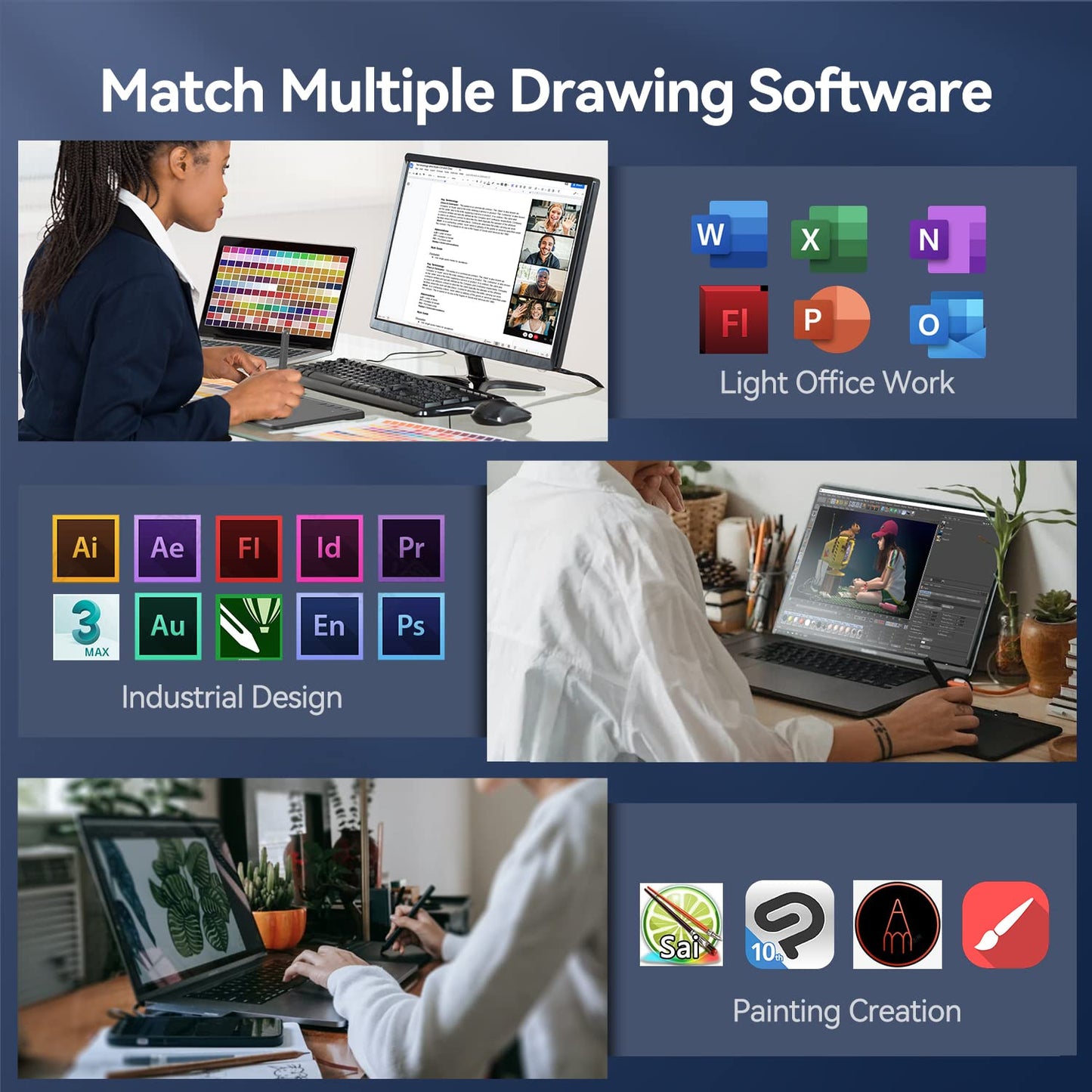 Graphics Drawing Tablet, UGEE S640 Digital Drawing Pad with 10 Hot Keys, 6.5x4 inch Pen Tablet with 8192 Levels Battery-Free Stylus Support Android/Windows/Mac OS/Chrome OS/Linux
