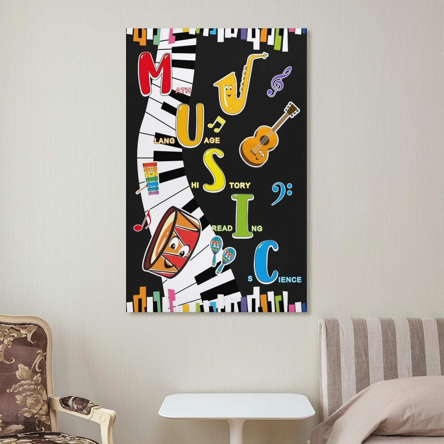 LINWDSB Music Themed Poster Musical Notes Wall Art Colorful Music Poster for Kids Students Classroom School Chalkboard Nursery Wall Back to School Supplies Unframe style 16x24inch(40x60cm)