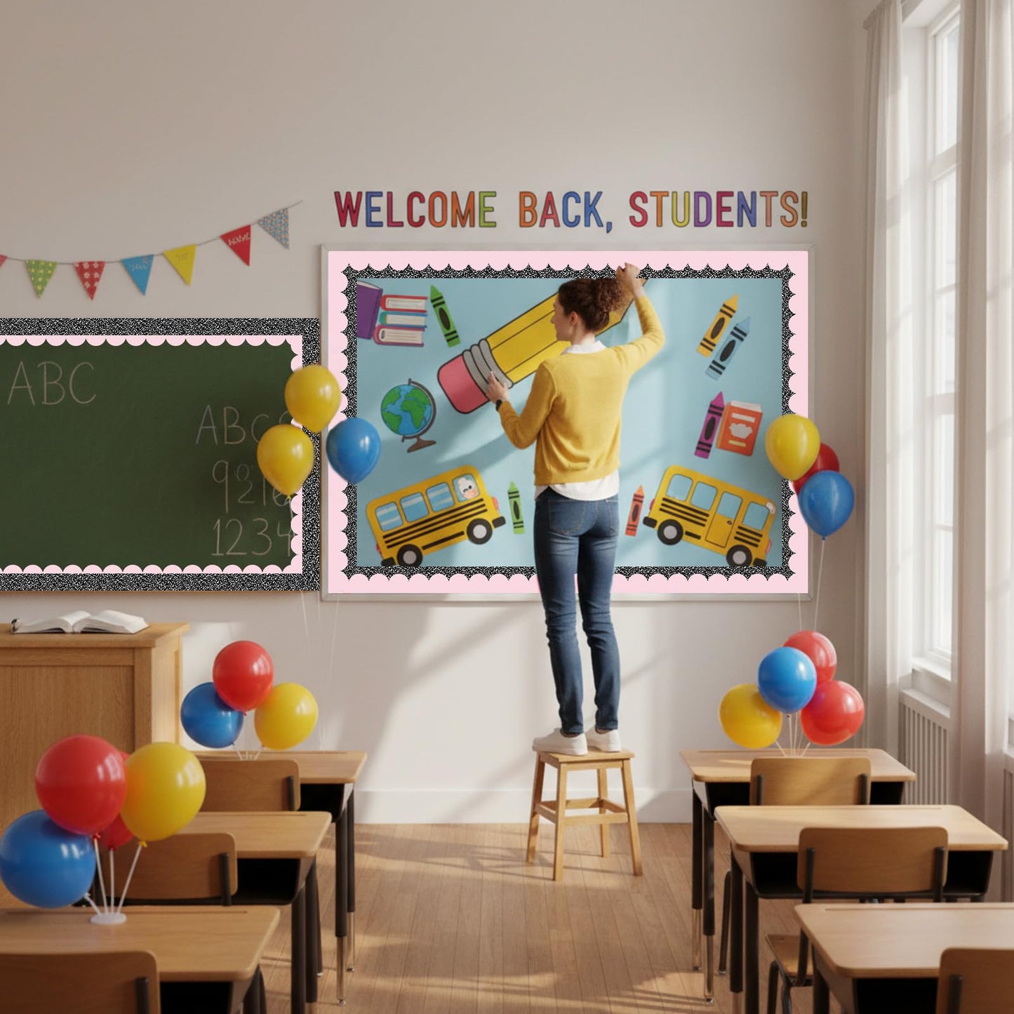 Trandraft 2 Rolls 65.6ft Pink Notebook Bulletin Board Border Decor Composition Border Trim Decor Pink Back to School Classroom Decoration for School Classroom Chalkboard Home Office Party