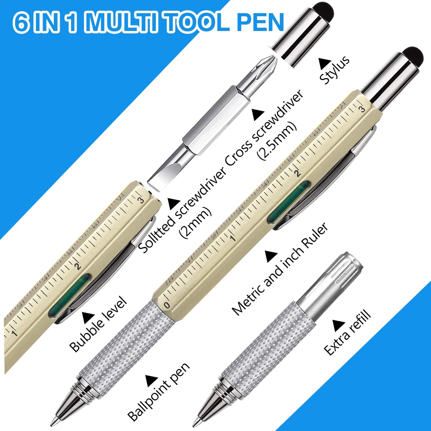 Tenceur 48 Set Father's Day Bulk Gifts for Church 6 in 1 Multi Tool Pen with Religious Bible Verse Bookmark Man of God Christian Gift for Men Church Prizes Husband Bible Study Supplies (Man of God)