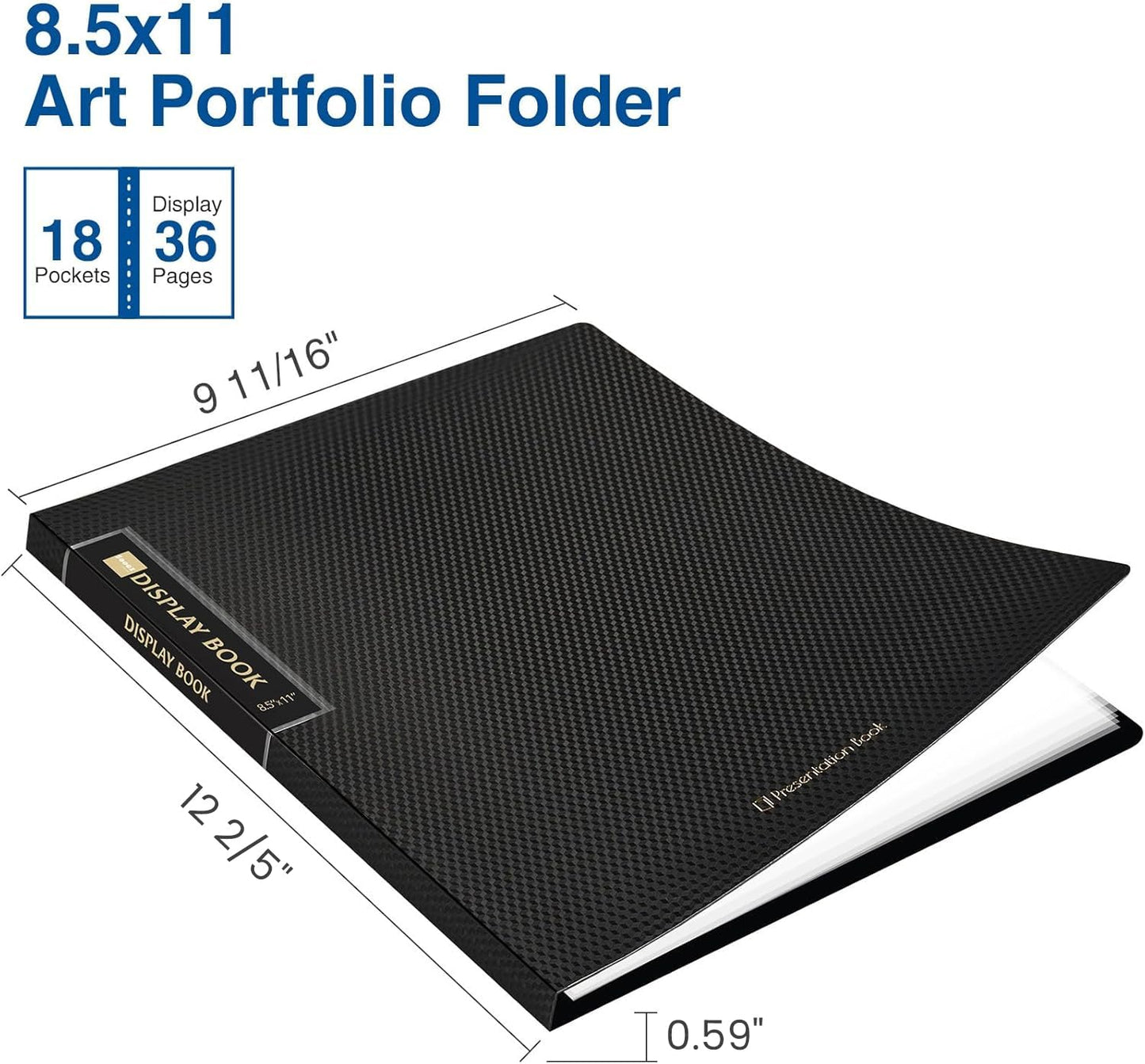 Sooez Binder with Plastic Sleeves 18-Pocket, Displays 36 Pages, 8.5x11 Presentation Folders with Clear Sheet Protectors, Art Portfolio Binder for Certificate & Office Project, Document Organizer