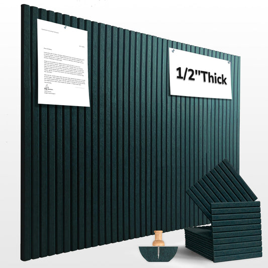Large Cork Board for Office Decor, 48"x 36" - 1/2” Thick Felt Bulletin Board, 12 Pack Felt Board with Safe Removable Adhesive Tabs, Pin Board Cork Boards for Walls - Forest Green