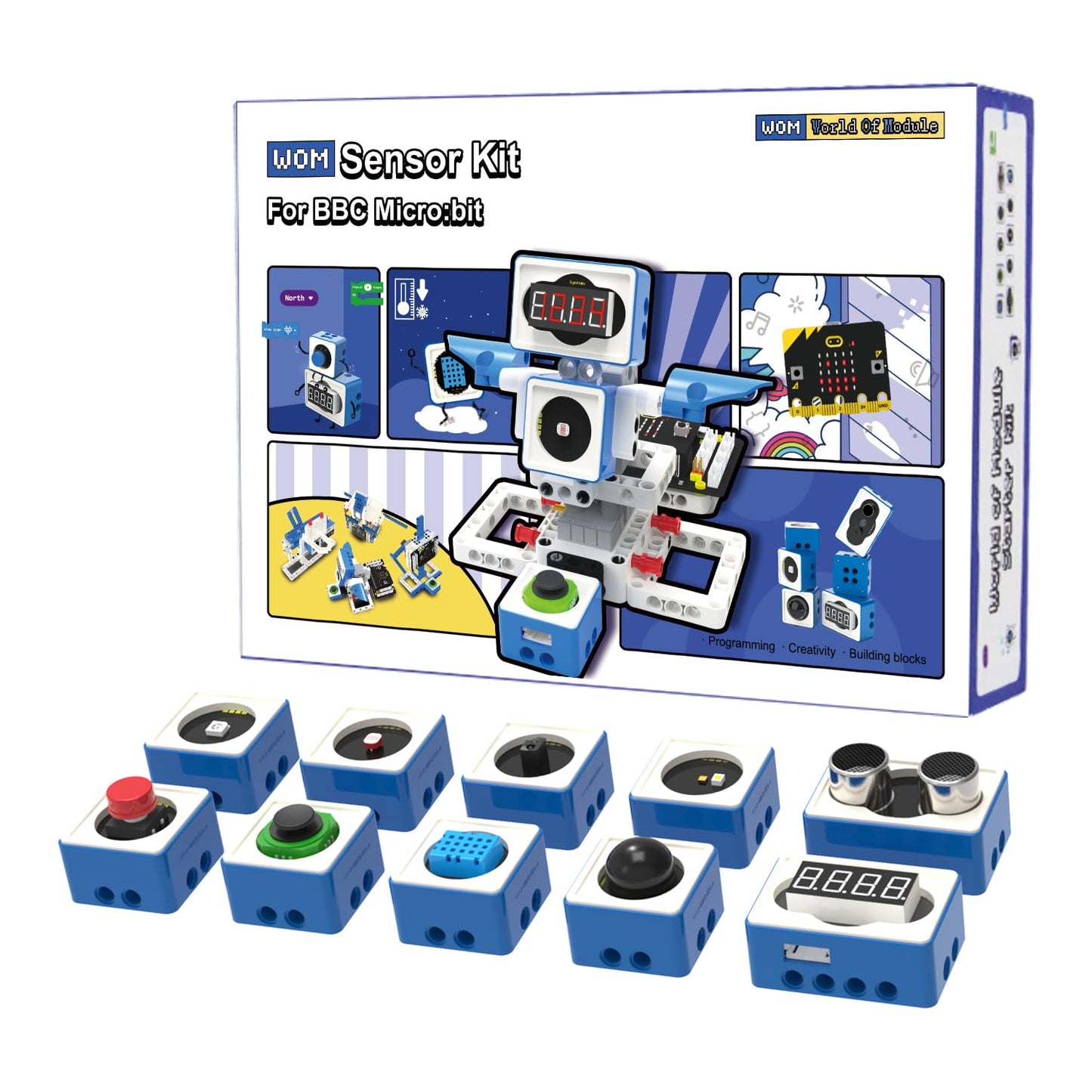 Yahboom Building Block Programming Kit Sensor Module with Micro bit V2 STEM Coding DIY Robot Kit Programmable Education Learn World of Module (Without V2)