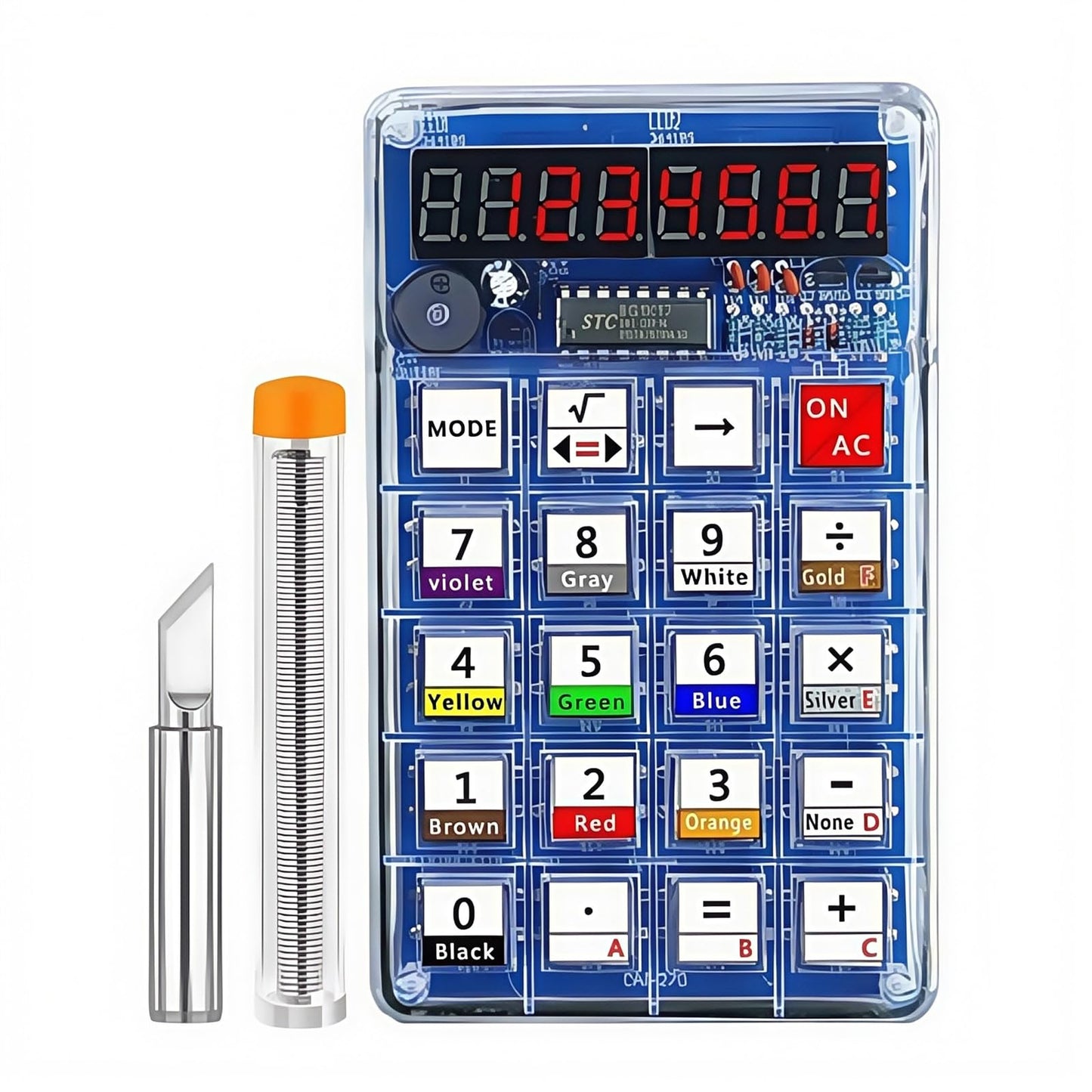Soldering Practice Kit DIY 7-Digit LED Display Electronics Calculator for Classroom/Home, Build Electronics STEM Projects Learn to Solder Kits for Adults/Teens/Students/Makers/hobbyists (Red)