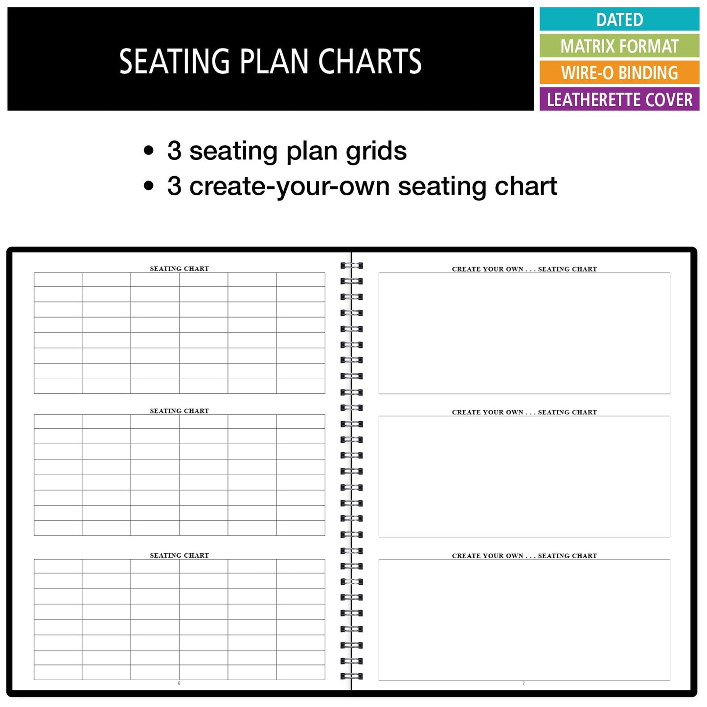 Elan Publishing Company Dated Teacher Lesson Plan 6 Period: Days Vertically Down The Side Dated for 2026-2027 Academic Year (Black)