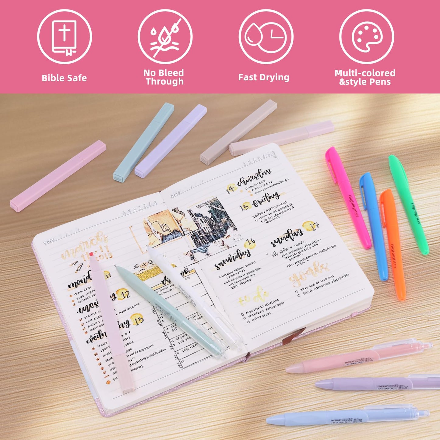 Bible Study Supplies with Daily Bible Verse Bracelets,Bible Journaling Kit for Women with Tabs Notebook and Pen Case Bible Bookmarks highlighters.Bible Tools for Students Beginner, Mom Day Gifts