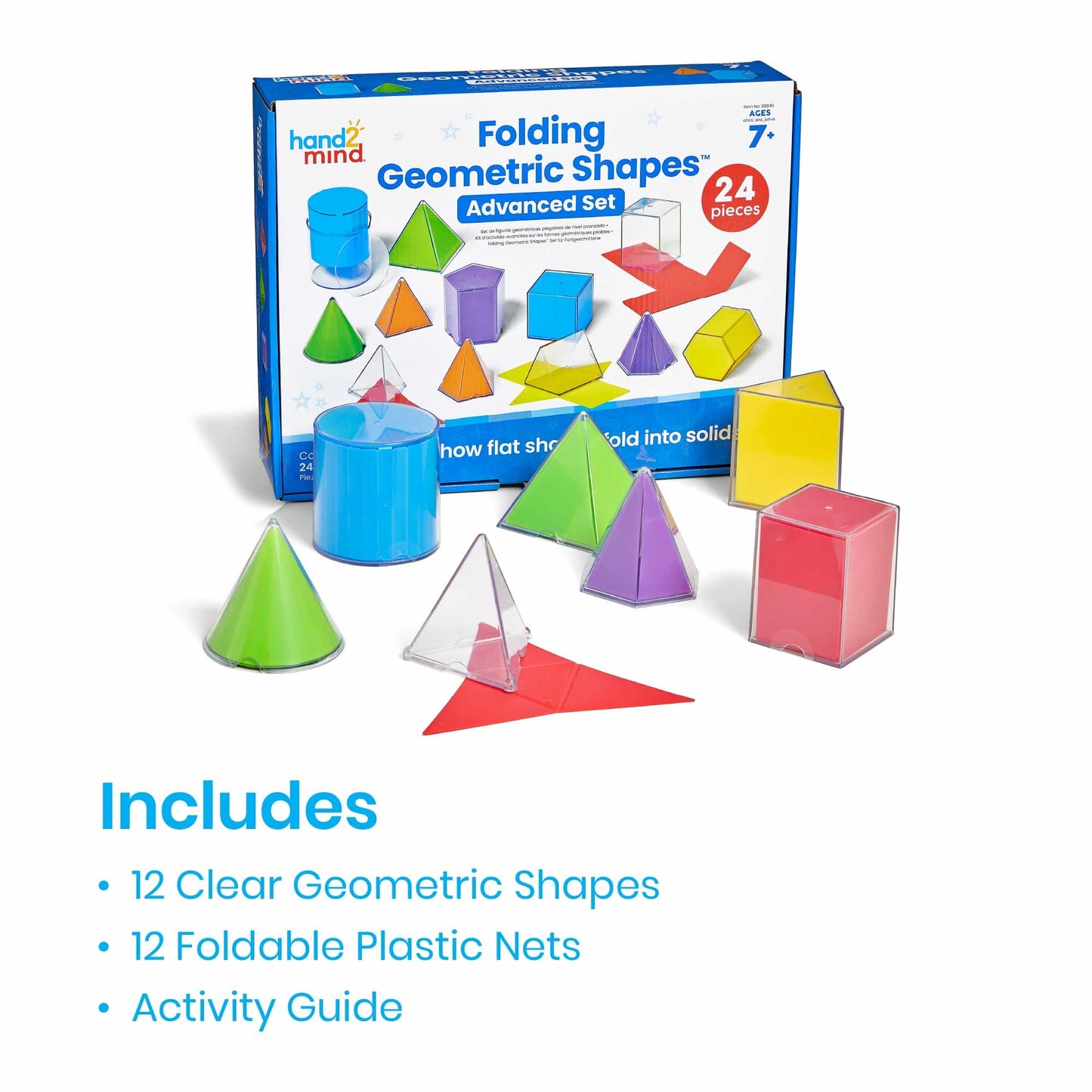 hand2mind Folding Geometric Shapes Advanced Set, 3D Geometric Shapes for Classroom, Geometry Manipulatives, Math Supplies, Montessori Math Materials, Teacher Must Haves, Home School Supplies