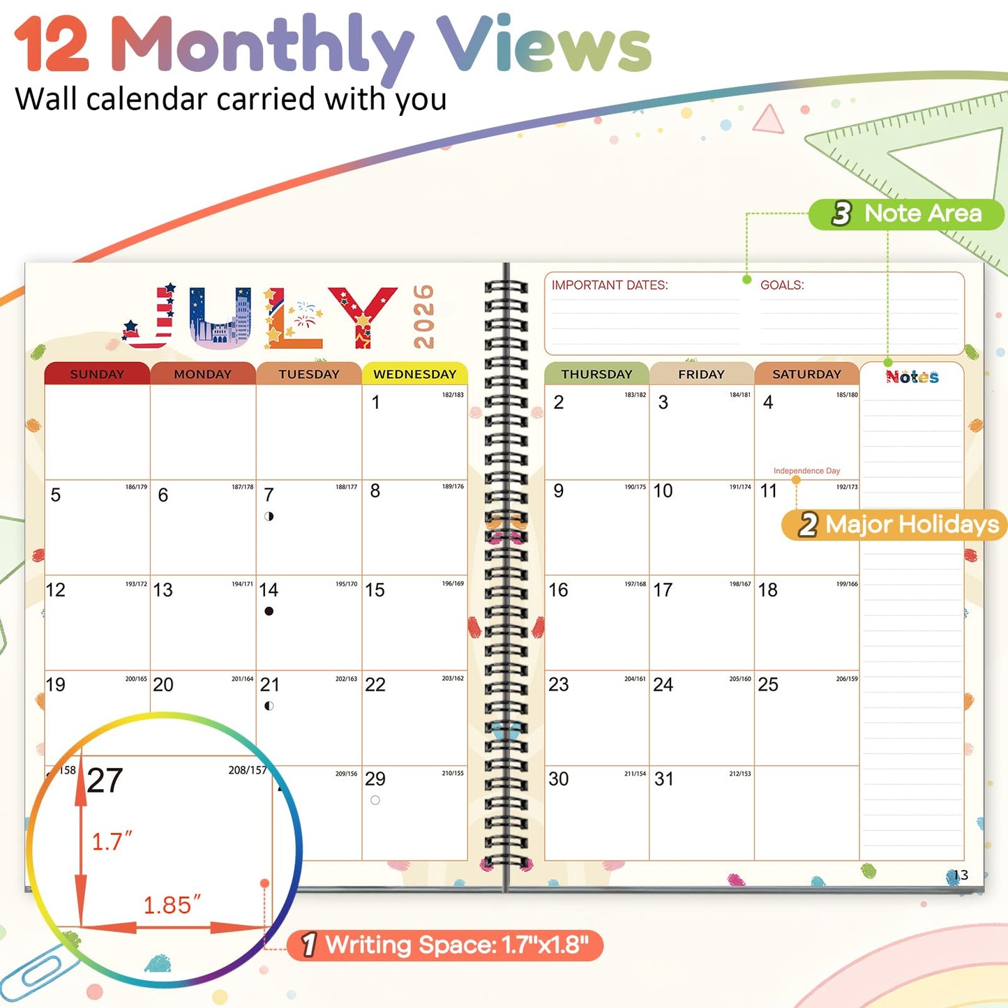 AECCN Teacher Planner 2026-2027 Academic Year, 8.5" x 11" with 7 Period Lesson Plan Book, Weekly & Monthly Planner with 110gsm Thick Paper, Cute School Supplies & Teacher Supplies for Classroom Organization