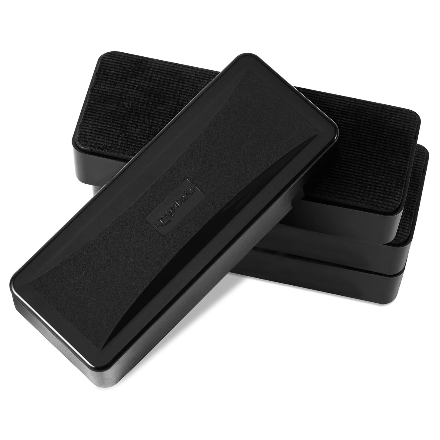 Amazon Basics Dry-Erase Whiteboard Erasers with Soft Pile, for School, Office, Home, and Classroom, Black, 4-Pack