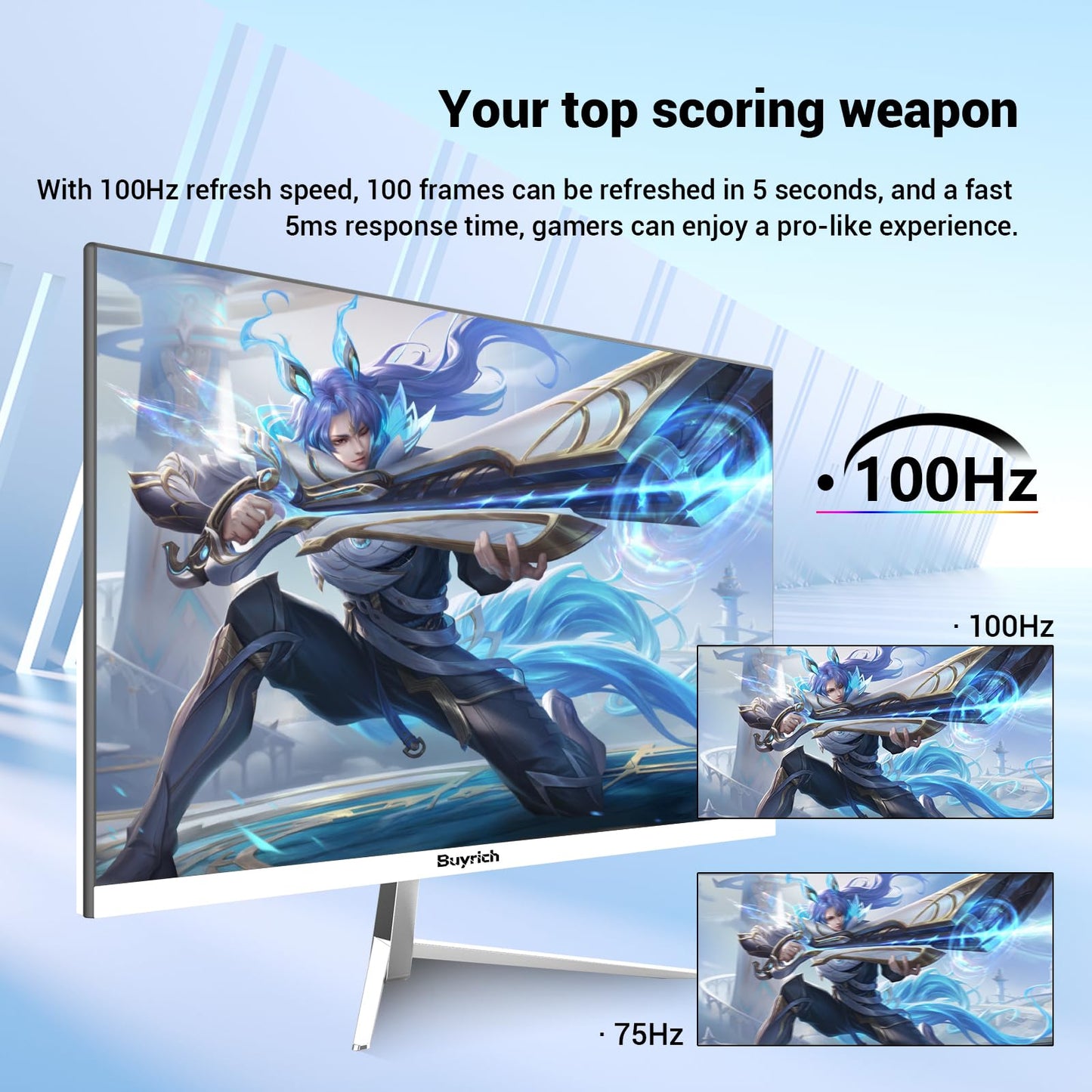 BUYRICH 24 Inch FHD 1080P 100Hz Computer Monitor, Built-in Speakers,VA Panel with 3000:1 Contrast, AMD FreeSync, HDMI Ports, HDR & Low Blue Mode, Ergonomic Tilt for Home Office