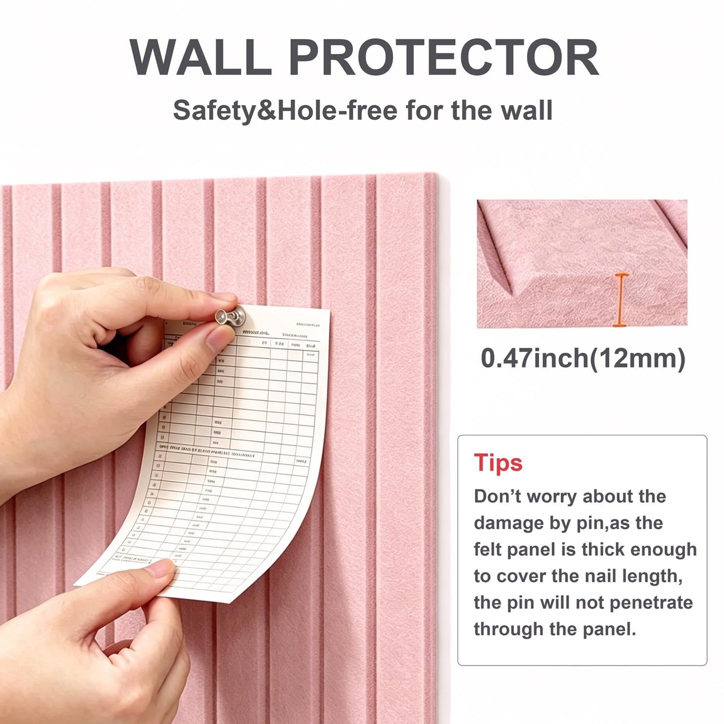 G Gamit 0.47" Thick Felt Pin Board 36"x24" Large Cork Board Alternative 6 Pack 11.81"x11.81"Felt Bulletin Board Wall Tiles Notice Board with 30 Pushpins for Home Office School(Fine-Coral Pink)