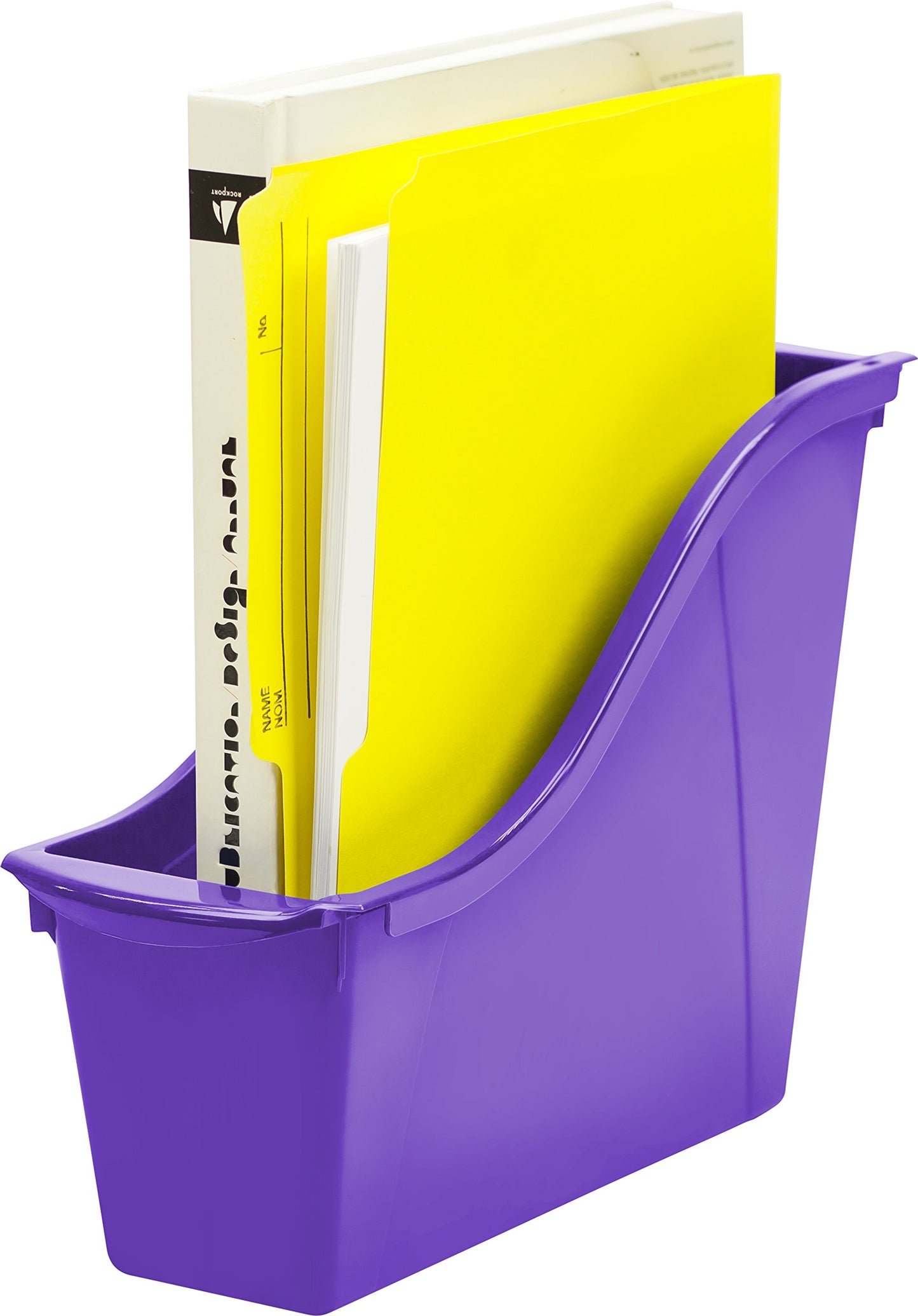 Storex Small Book Bin – Interlocking Plastic Organizer for Home, Office and Classroom, Purple, 6-Pack (71110U06C)