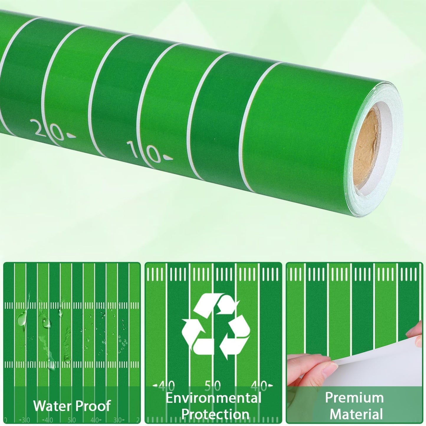 Qyeahkj Football Field Paper Roll - Fade Resistant Green Sports Background Paper - 17.7in x 20ft