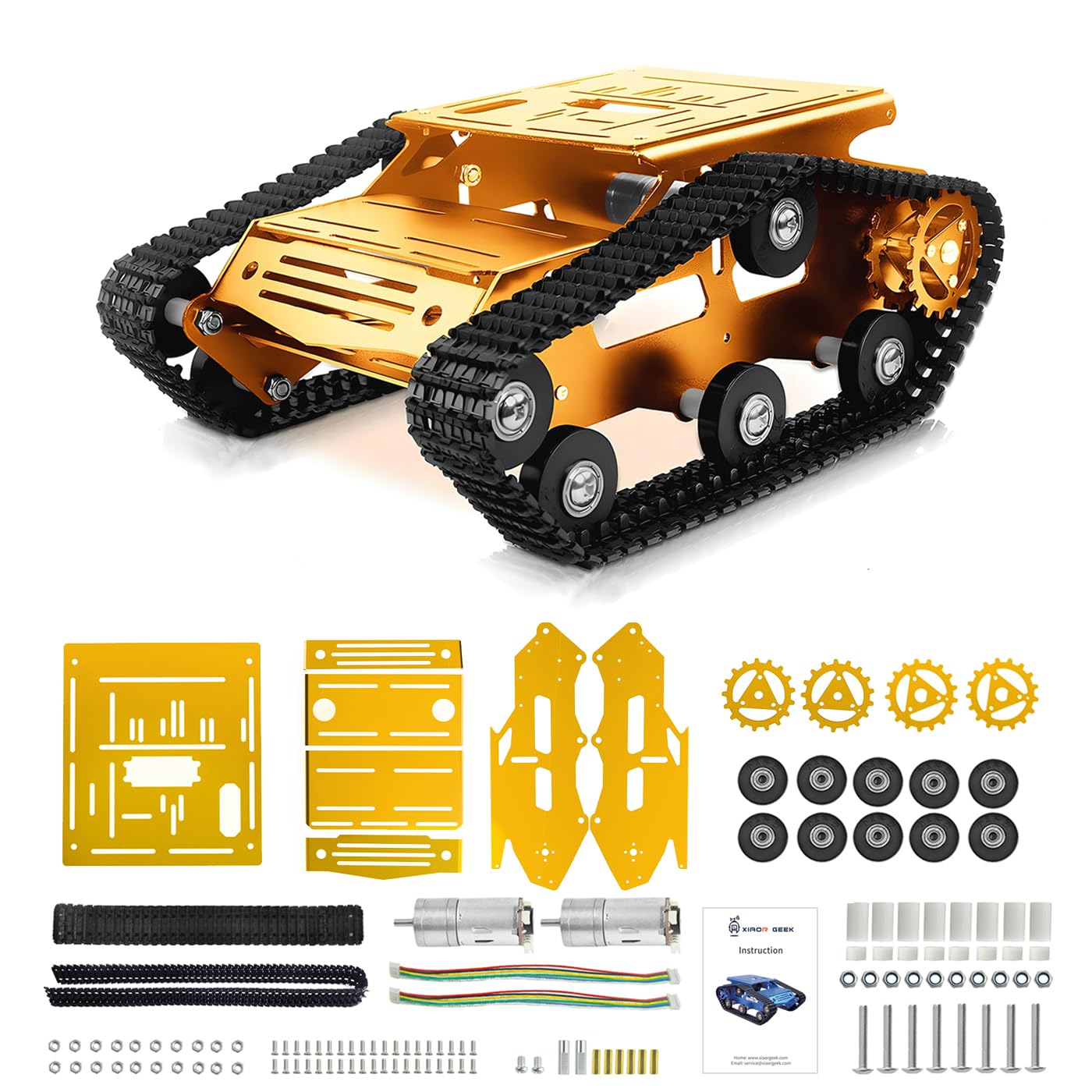 YonPhsy Tank Car Chassis with Encoder Motor, Shock Absorbing Robot Chassis Full-Metal Robotic Moving Platform Track for RaspberryPi Arduino Jetson Microb DIY Maker Smart Robot Car Learning Kit