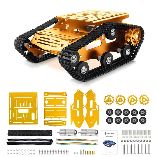 YonPhsy Tank Car Chassis with Encoder Motor, Shock Absorbing Robot Chassis Full-Metal Robotic Moving Platform Track for RaspberryPi Arduino Jetson Microb DIY Maker Smart Robot Car Learning Kit