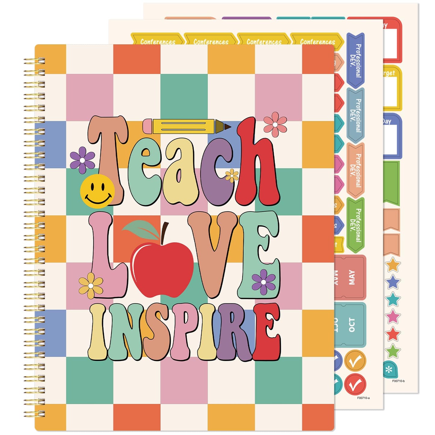 Teacher Planner - Undated Teacher Planner, 8.5" x 11", Lesson Plan Book With Stickers, Class Schedule, Weekly Calendar, Great for School