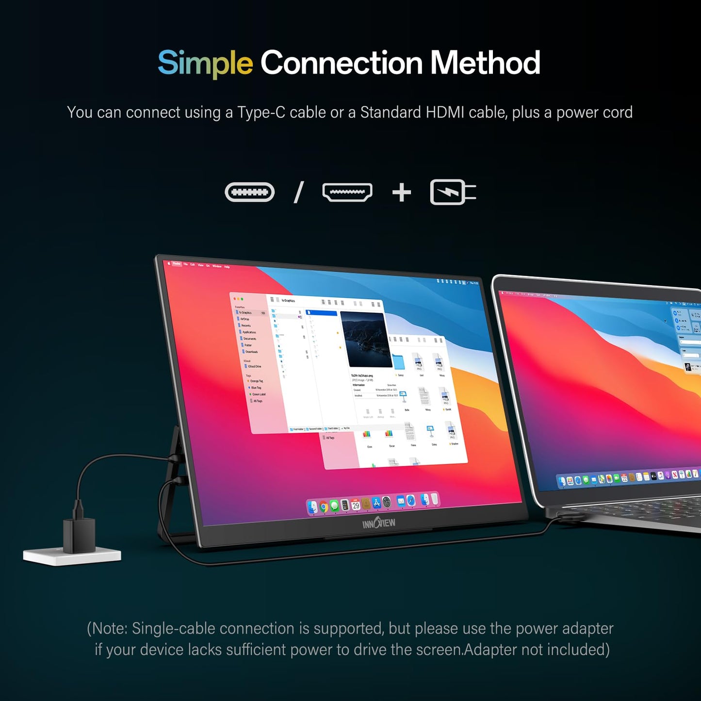 InnoView 16" Portable Monitor 144Hz Portable Gaming Monitor with Protective Sleeve, 1200P FHD External Monitor, Lightweight, Extra Second Screen for Laptop, PS5, Mac, Xbox (Not Includes Adapter)