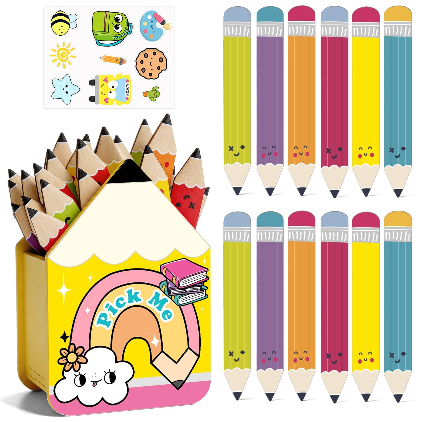 Flip Name Sticks with Wooden Pencil Box, 36Pcs Talking Sticks for Classroom Management Tools, Teacher Essentials Student Educational and Learning Activities Equity Sticks for Classroom Must Haves