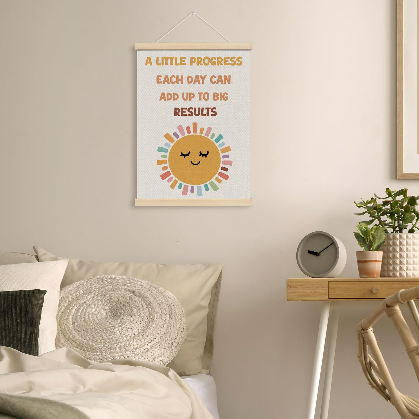 MOTERMATE Boho Sunshine Mental Health Poster Hanger Frame, Motivational Wall Hanging Decor Art Framed for Therapy Office Nursery Room Bedroom, Inspirational Wall Poster Prints, 12x16 Inch