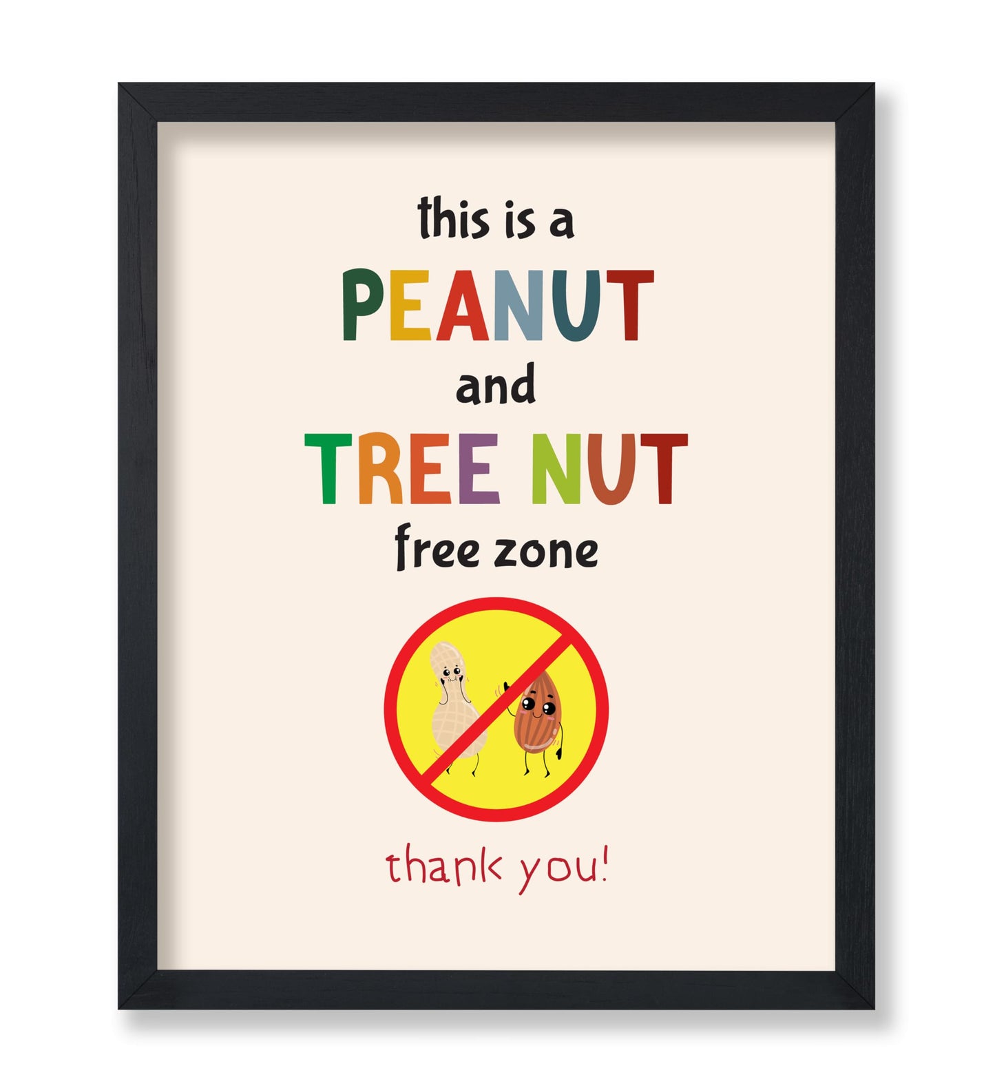 Poster Master Peanut and Tree Nut Free Zone Poster - Food Allergy Awareness Print - Preppy Art - Educational Art - Decor for School or Classroom - 8x10 UNFRAMED Wall Art