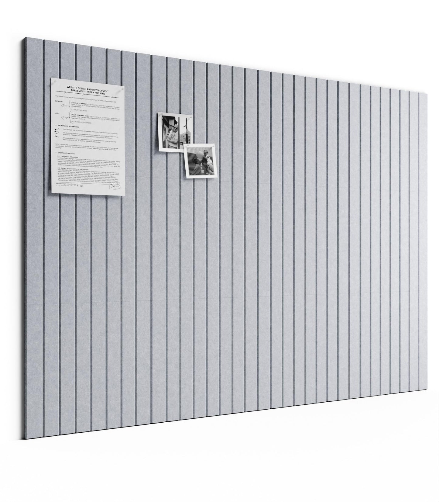 Bumusty Large Cork Board Alternative-48 x 36" Felt Bulletin Board Tiles, with 30 Pushpins, 70 Adhesive Tabs, Fine-Stripe 12-Pack, Cork Boards for Office Push Pin Board Felt Board-Soft Gray