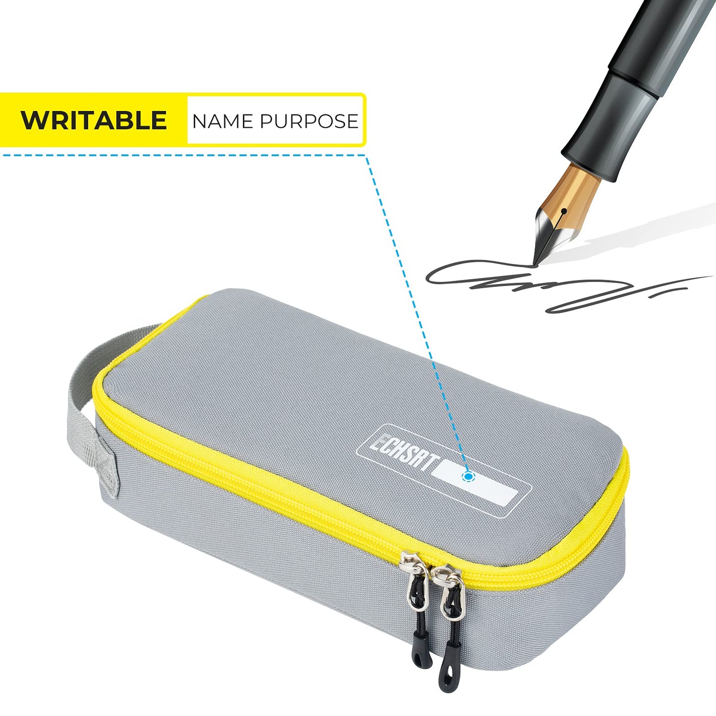 ECHSRT Large Pencil Case, Aesthetic Pen Pouch with Big Capacity, Minimalist Portable Stationery Bag with Handle for Office Organizer Grey Pencil Cases
