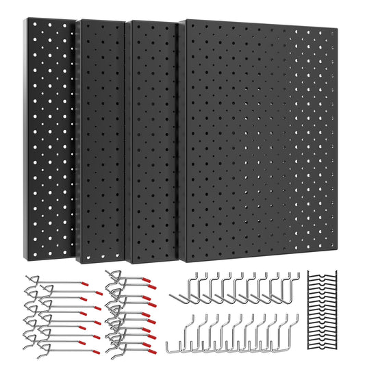 Ultrawall Metal Peg Board Panels with Hooks, Pegboard Wall Tool Organizer for Garage, 74pcs Peg Board with Accessories, 16"X12"