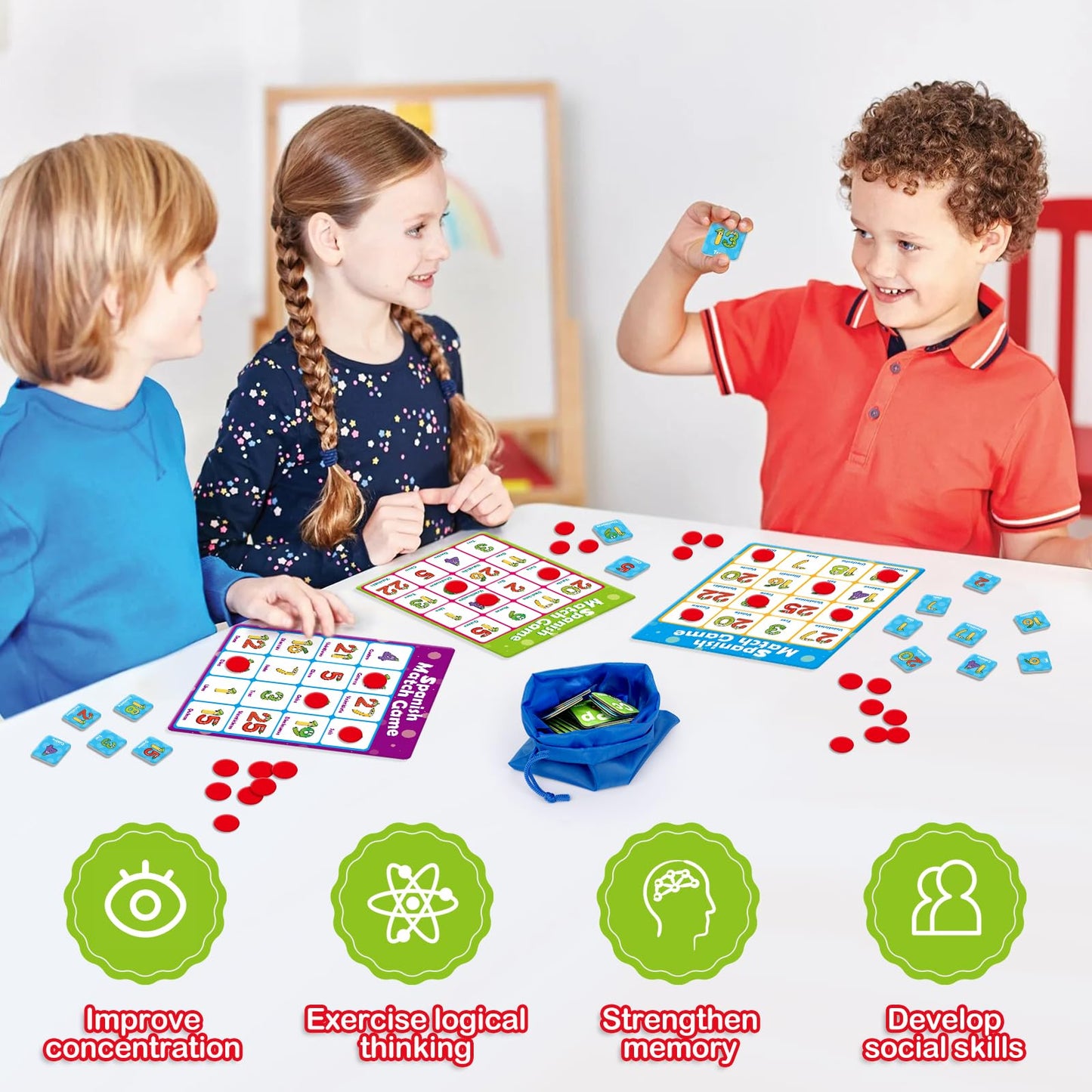Quilinz Spanish Alphabet Bingo Games,Letter/Number/Sight Word for Kindergarten,ABC and 123 Bingo Board Match Games for Kids 4-6,Learn Spanish Flash Cards,Toddler Educational Toys