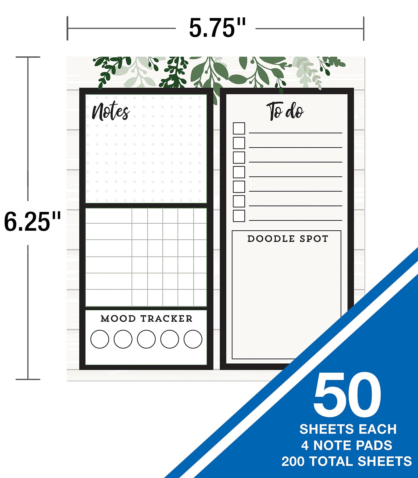 Carson Dellosa Farmhouse Notepad 4-Pack, Note Pads for Goals, To Do List, Checklist, Notes, Sketch Pad, and Classroom Organization Stationary, Desk Accessories and Office Supplies