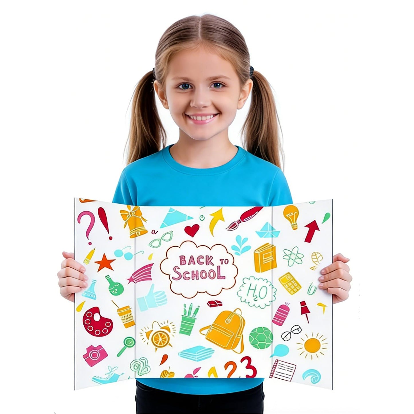 LonlyEagle Trifold Poster Board, 24" x 16", 3-Pack, White Corrugated Project Boards for Science Fairs, School Projects, Event Displays