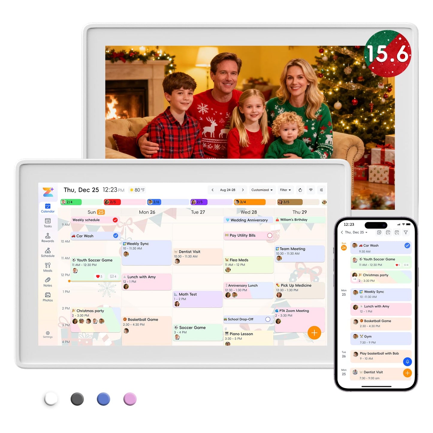 Digital Calendar, 15.6 Inch Electronic Calendar Smart Touchscreen Interactive Wall Planner for Family Schedules, Great for Organizing Routines, Wall & Desk Mountable, Gifts for Mom