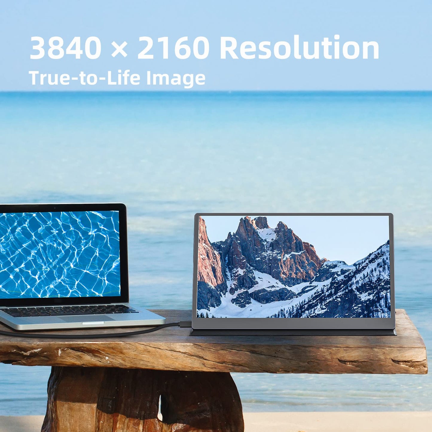 Upperizon Portable Monitor 15.6" 4K UHD 3840X2160 100% sRGB 60Hz IPS HDR HDMI USB-C Travel Monitor for Laptop MacBook PC Surface PS5 Xbox, Second Screen with Cover & Speakers, VESA Compatible