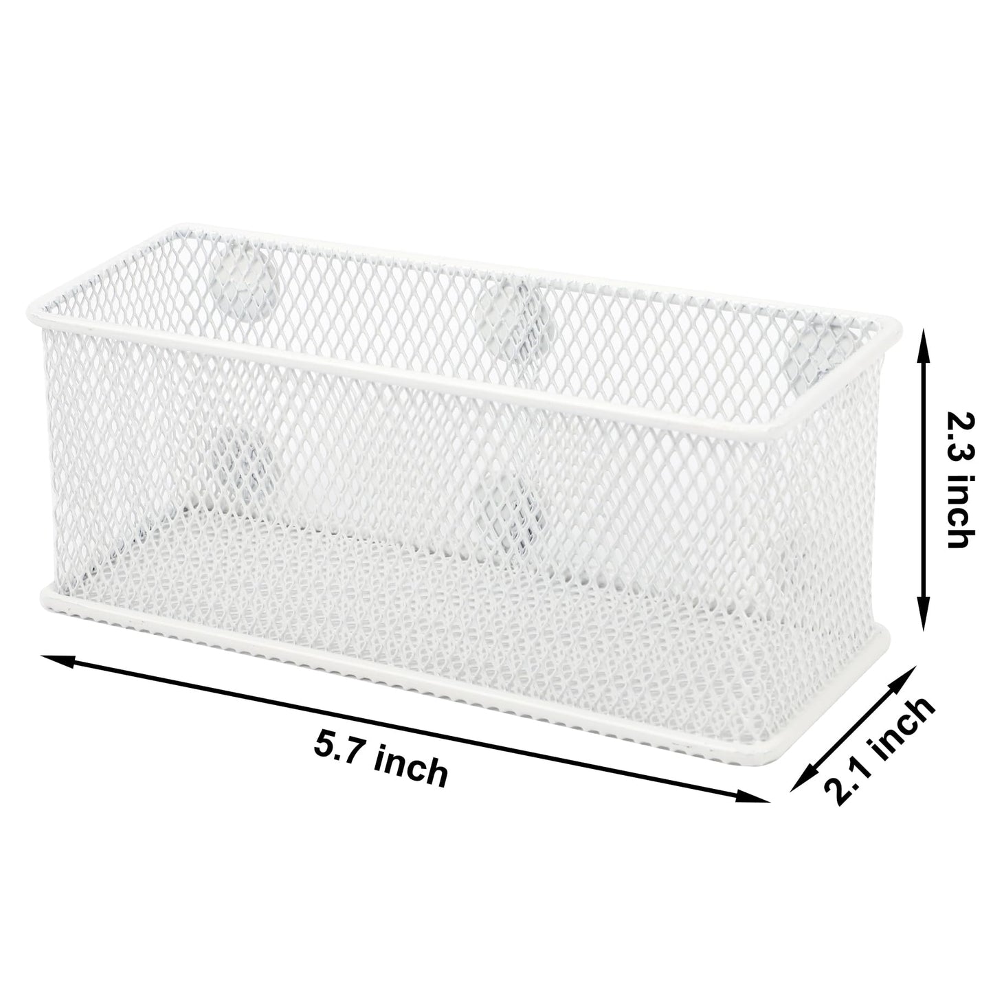 EASEPRES Magnetic Pencil Holder Set of 3 - Wire Mesh Storage Baskets Organizer with Strong Magnets - Perfect for Whiteboard, Refrigerator and Locker Accessories, White