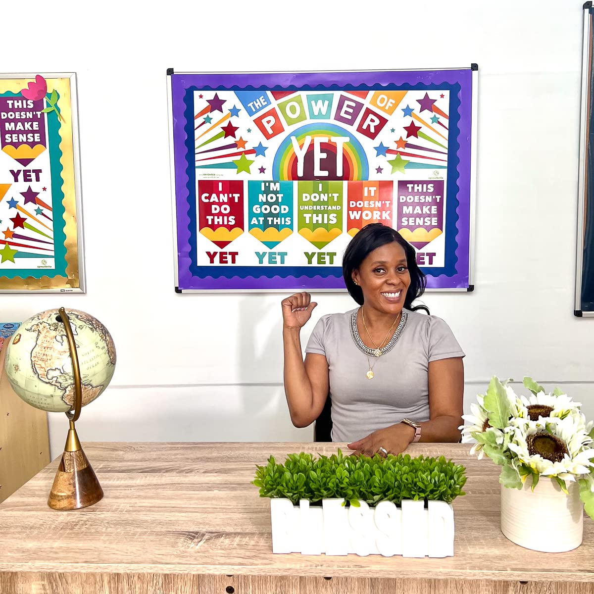 Sproutbrite 2 Large Growth Mindset Posters Classroom Decorations - 13.5" x 39" Mindset Banners for Classroom- Bulletin Board and Wall Decor for Pre School, Elementary and Middle School – Promotes a Growth Mindset & Reduces the Fear of Mistake