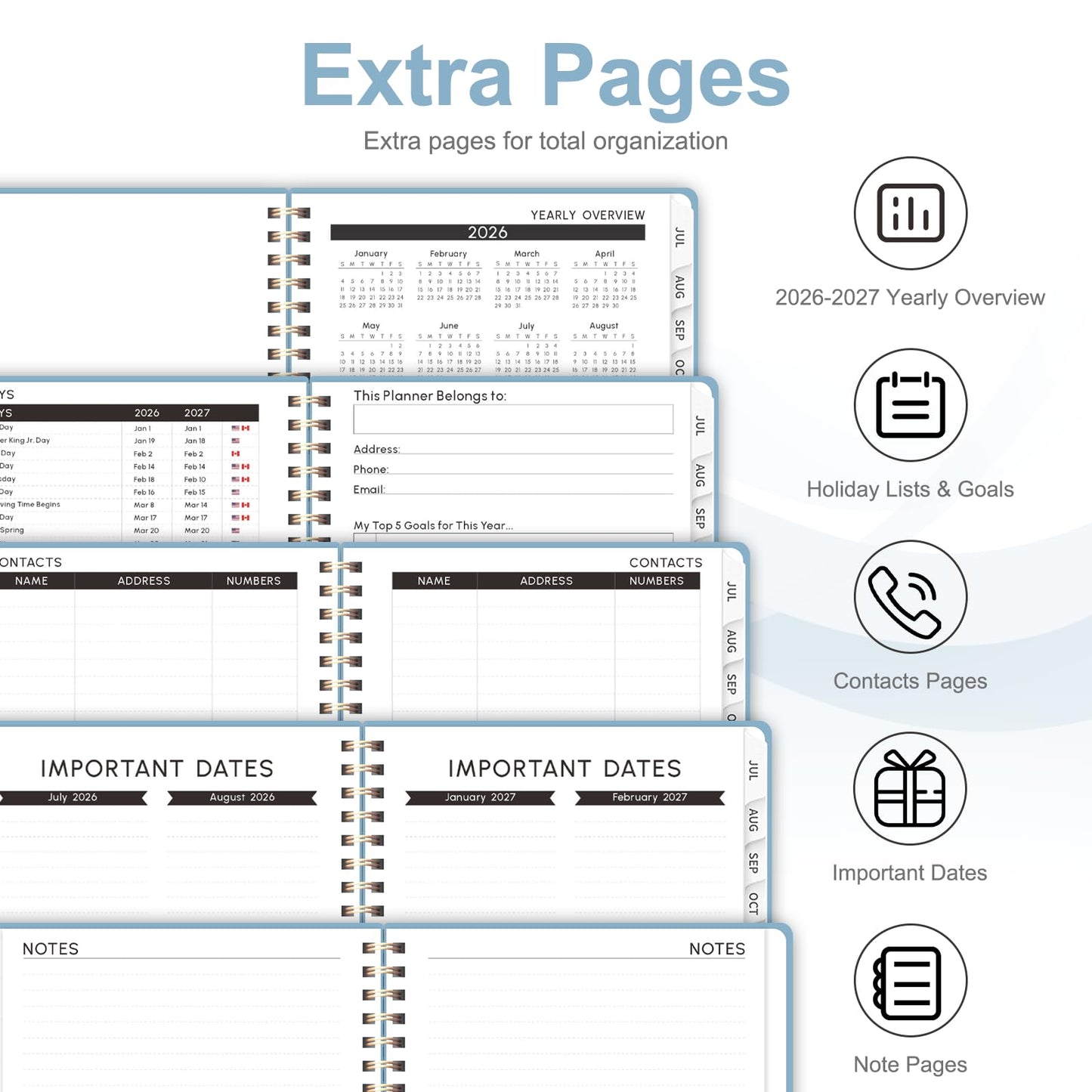 Planner 2026-2027, Weekly and Monthly Academic Planner, July 2026 - June 2027, Hardcover Calendar Agenda Book for School Year Planning, School Supplies for Teacher and Student, A5(6.3'' x 8.5'')
