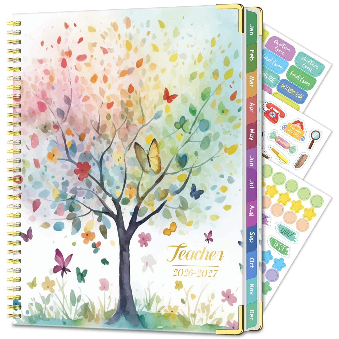Teacher Planner 2026-2027 Academic Year, Jul.2026 - Jun.2027, 8.5" x 11" Lesson Planner Book for Teachers, Teacher Planners with Colorful Monthly Tabs for Homeschool & Classroom Organization - Tree