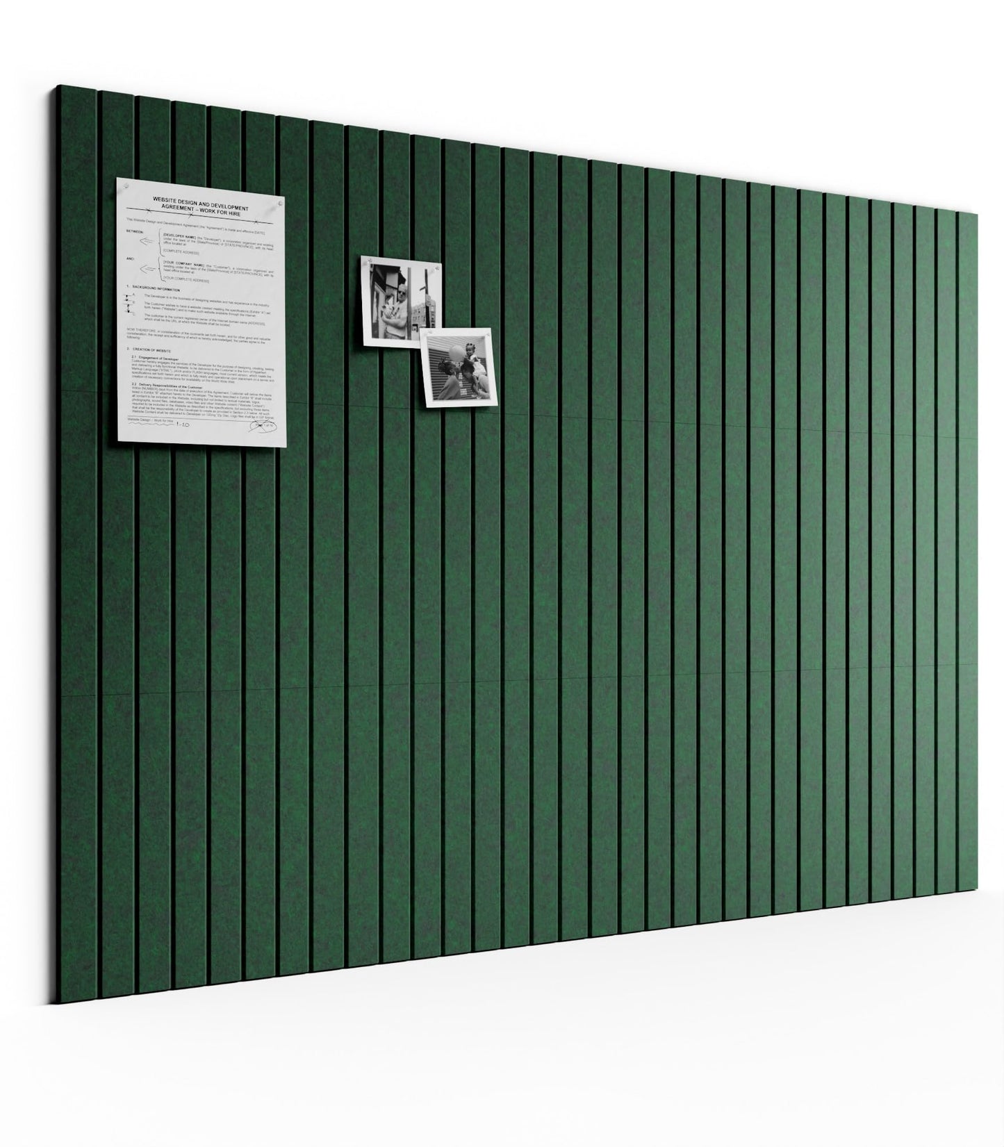Bumusty Large Cork Board Alternative-48 x 36" Felt Bulletin Board Tiles, with 30 Pushpins, 70 Adhesive Tabs, Fine-Stripe 12-Pack, Cork Boards for Office Push Pin Board Felt Board-Pine Green