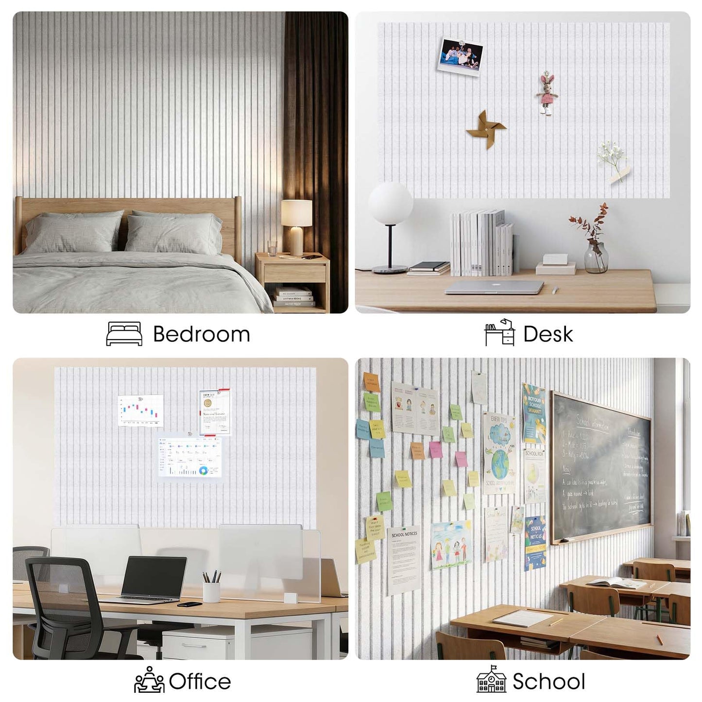 MQAAUP Large Cork Board for Walls 59" x 36",15 Pack 12"X12"Felt Bulletin Board Tiles with 120 Adhesive Tabs,Cork Board Alternative for Office Decor, Push Pin Board Wall Organizer-Light Gray