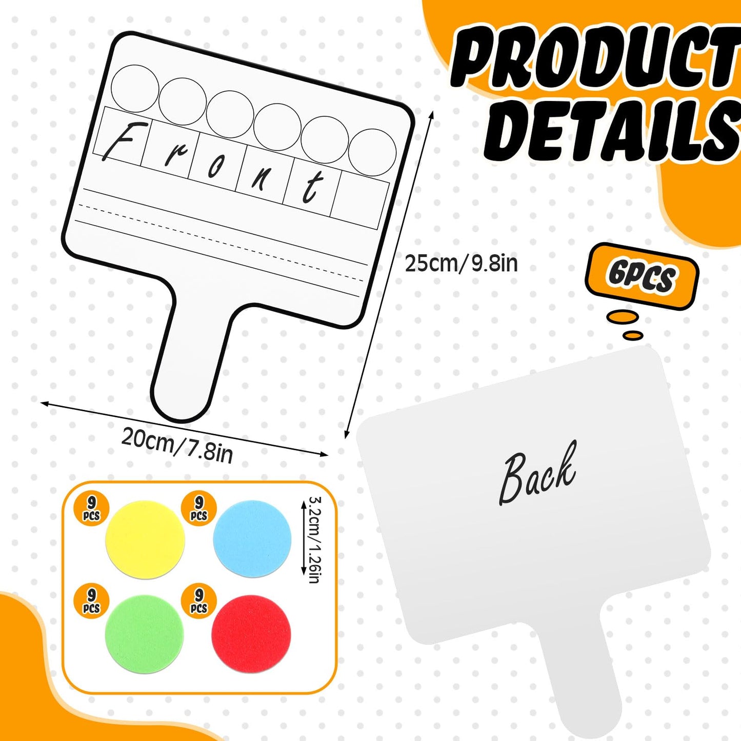 Seajan 6 Pcs Magnetic Dry Erase Boards 8.3" x 9.8" Double-Sided Handheld Answer Boards with Counting Discs Phonics & Literacy Game Toy for Kids Students Teacher & Classroom(Black)