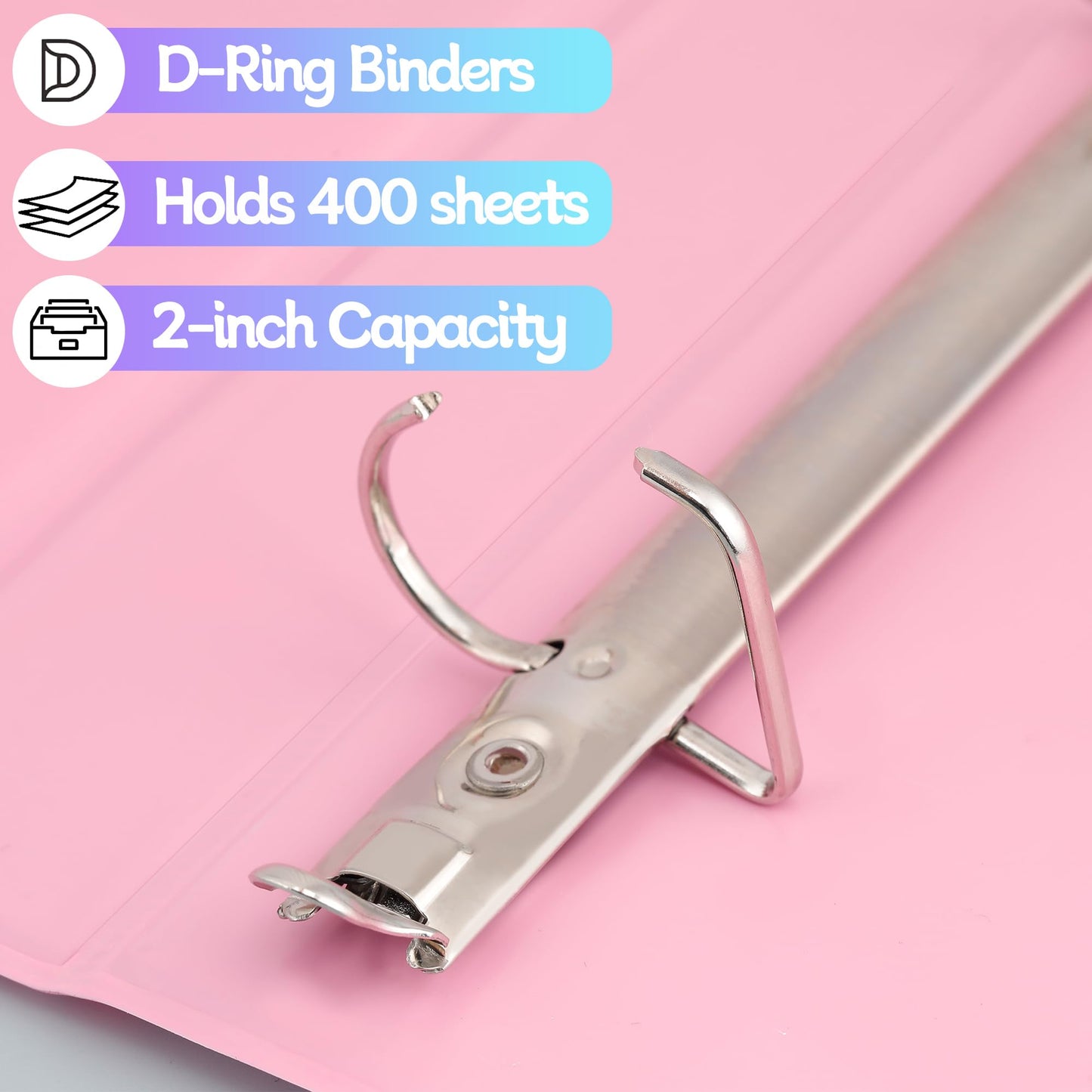 Zzrywuty Durable 3 Ring Binder,2 Inch Economy 4 Pack,Each Holds 540 Sheets,D-Ring Presentation View Binders for Office,School,Home(Pastel Assortment)