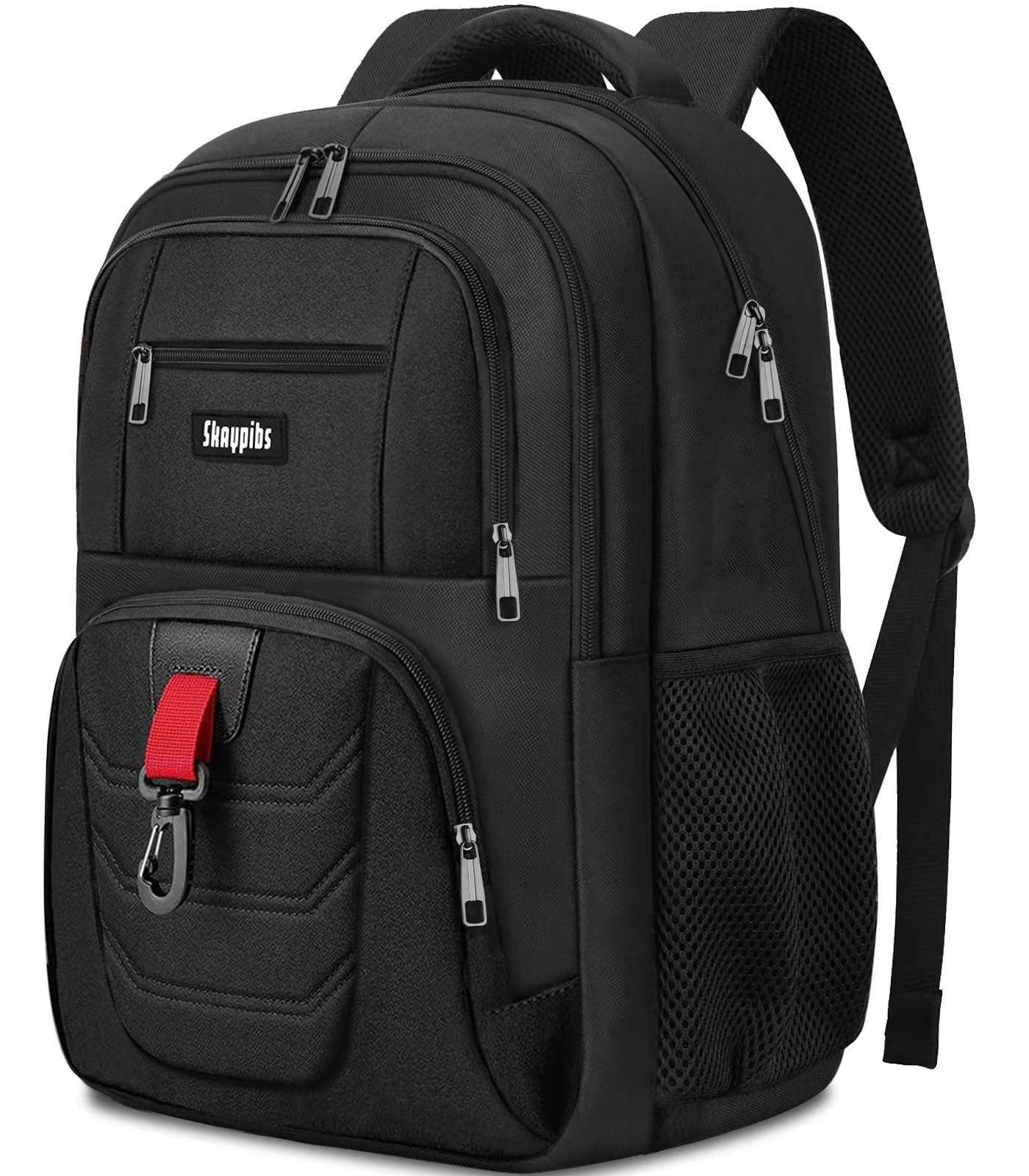 Skaypibs School Backpack for Boys Girls Teens, Black Backpack for Men Women, 17.3 Inch Laptop Backpacks with USB Port, Water Resistent book bag, Work College Bookbag, back pack